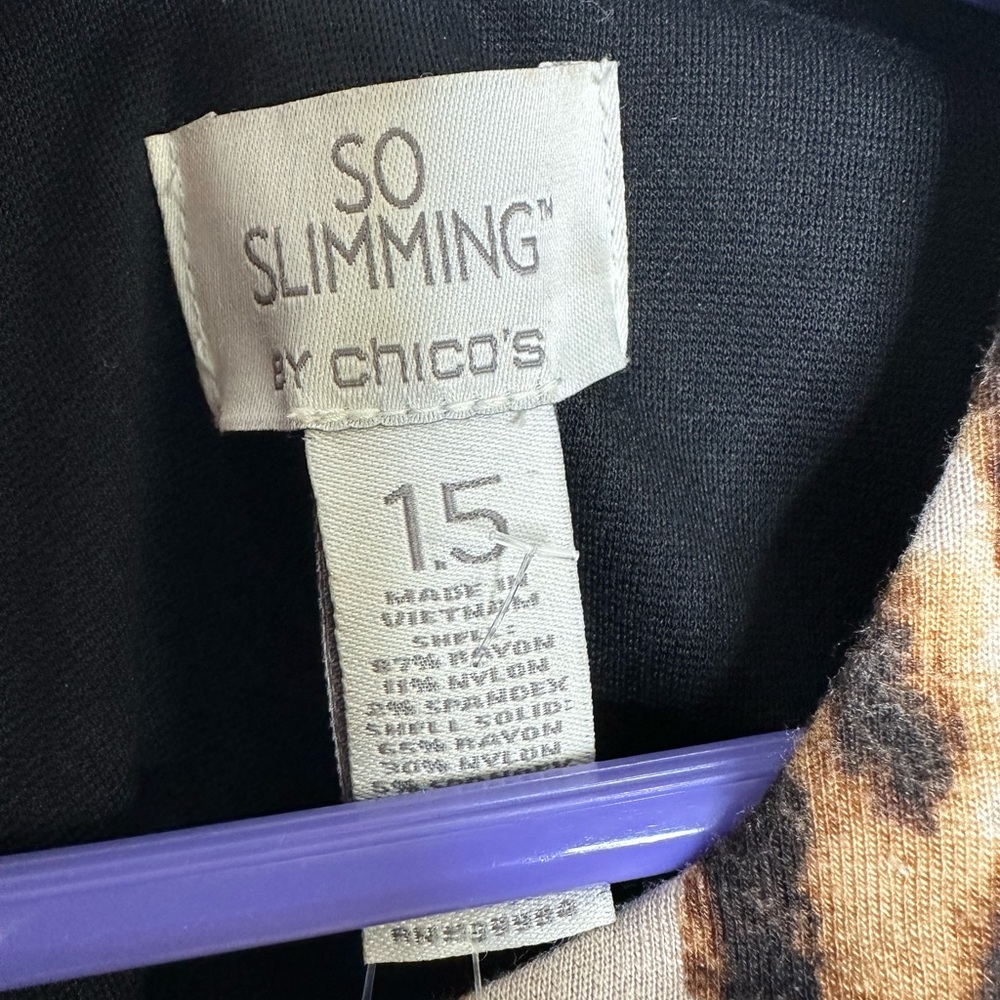 Chico's Black Dress with Leopard Print Panel Size 1.5 (8-10) - Picture 7 of 10